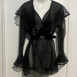 Sexy  Black Sheer Night Robe  Size L
